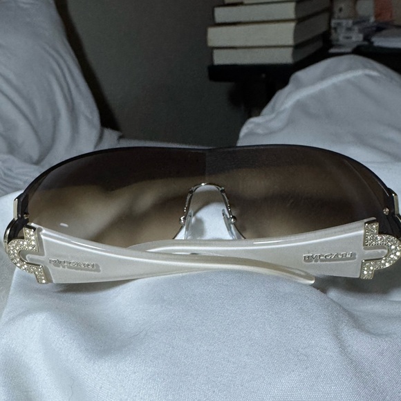 Bvlgari 651B 945/13 Shield Sunglasses Brown / Swarovski Crystals - Picture 8 of 10